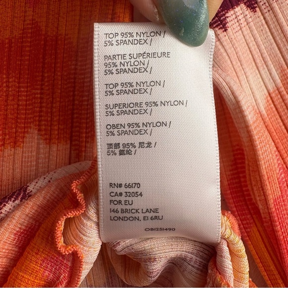 Urban Outfitters Bold Orange Chevron Ribbed Crop Button Up Casual Blouse Large - Picture 11 of 11